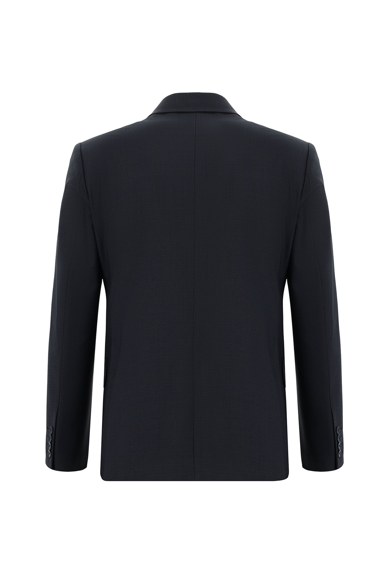 Koyu Lacivert Slim Fit Dar Kesim Yünlü Kuşgözü Kruvaze Takım Elbise