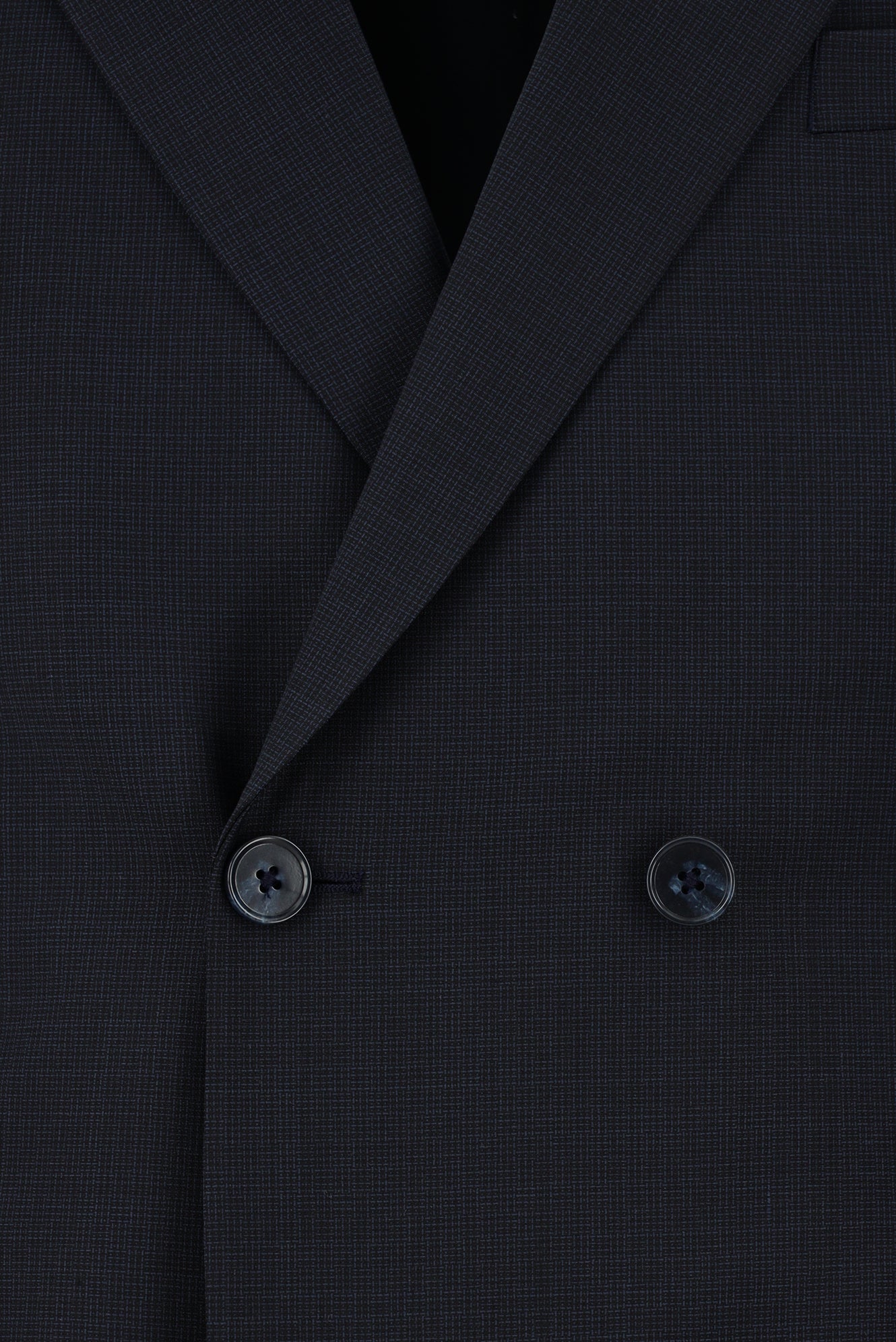 Koyu Lacivert Regular Fit Yünlü Kuşgözü Kruvaze Takım Elbise