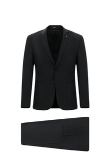 Siyah 7 Drop Super Slim Fit Eksra Dar Kesim Desenli Spor Yünlü Tak?m Elbise-Abdullah Ki??l?