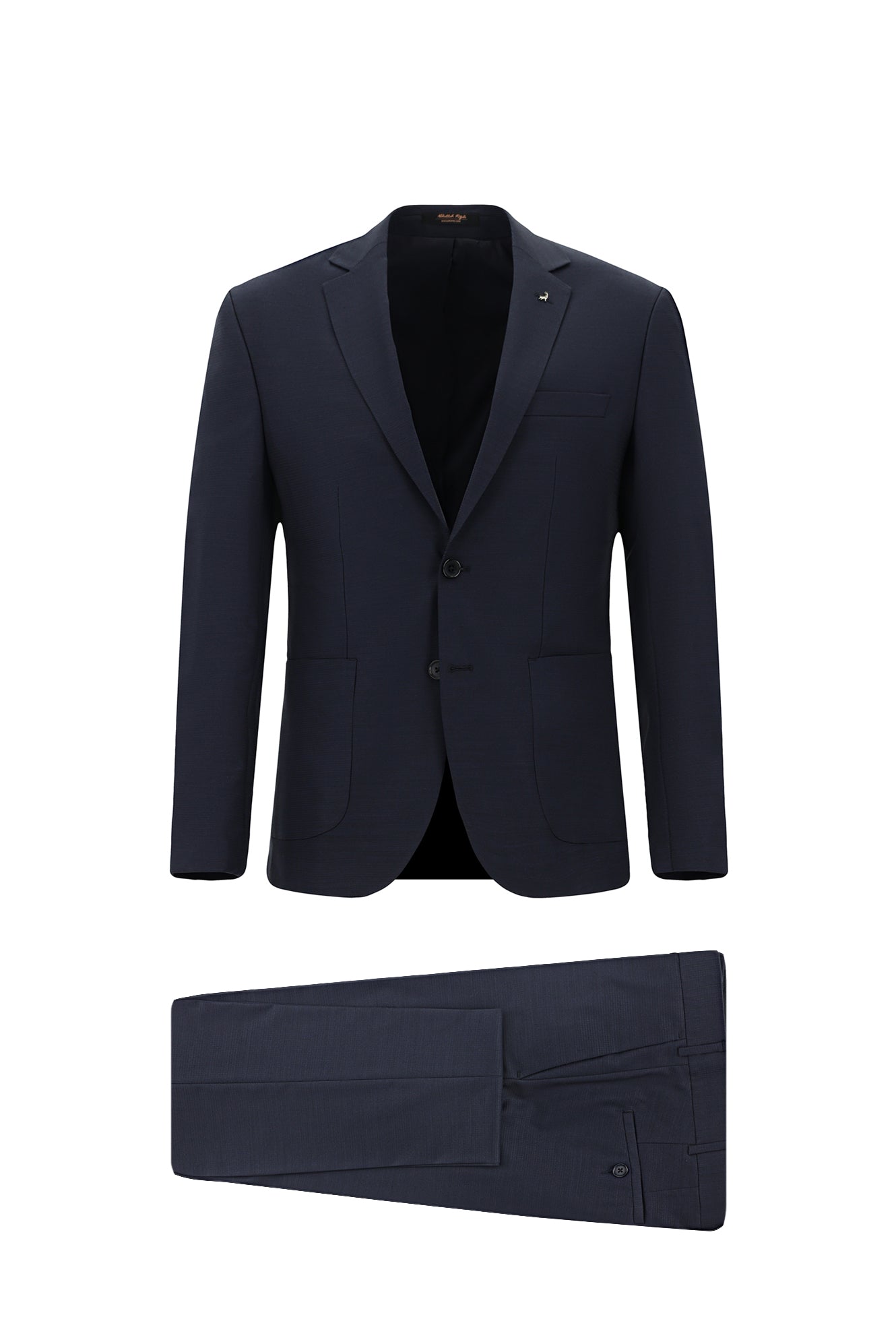 Koyu Lacivert Super Slim Fit Ekstra Dar Kesim Desenli Spor Yünlü Takım Elbise
