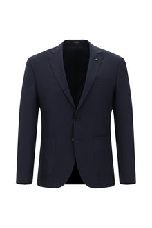 Koyu Lacivert Super Slim Fit Ekstra Dar Kesim Desenli Spor Yünlü Takım Elbise