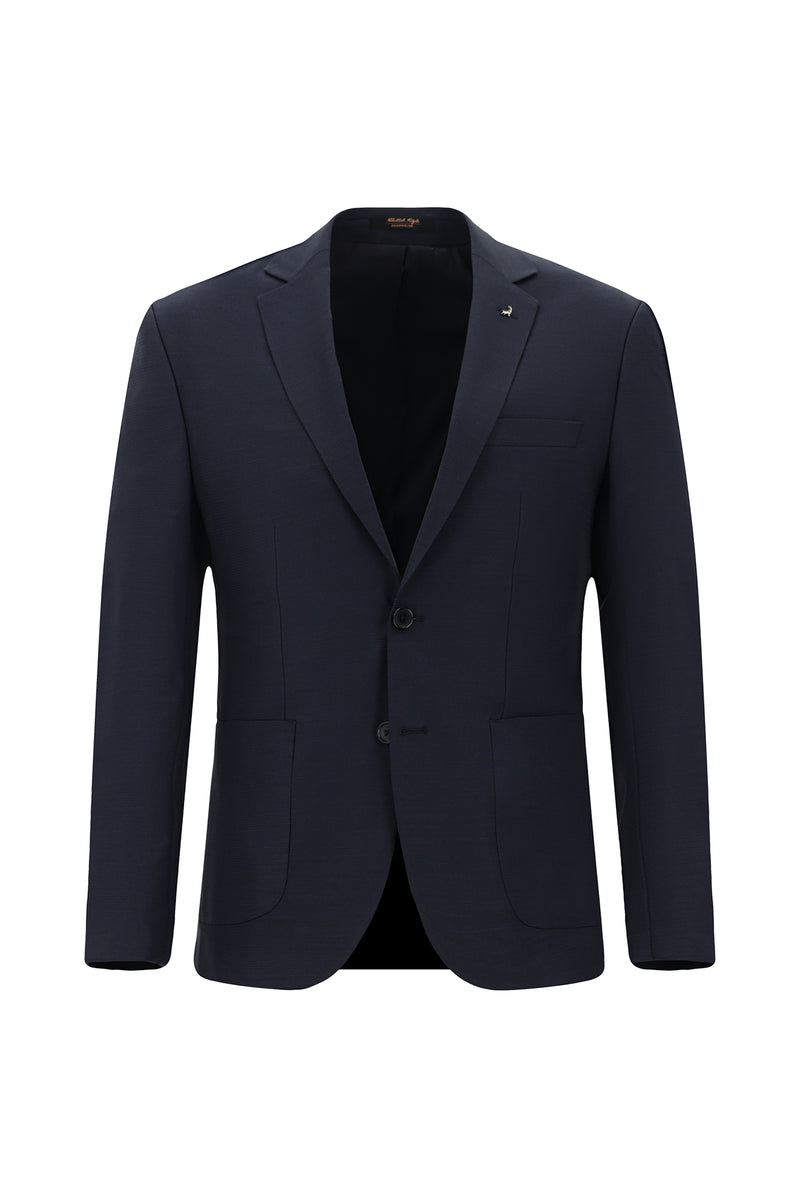 Koyu Lacivert Super Slim Fit Ekstra Dar Kesim Desenli Spor Yünlü Takım Elbise