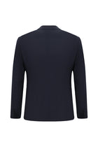 Koyu Lacivert Super Slim Fit Ekstra Dar Kesim Desenli Spor Yünlü Takım Elbise