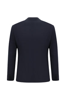 Koyu Lacivert Super Slim Fit Ekstra Dar Kesim Desenli Spor Yünlü Takım Elbise