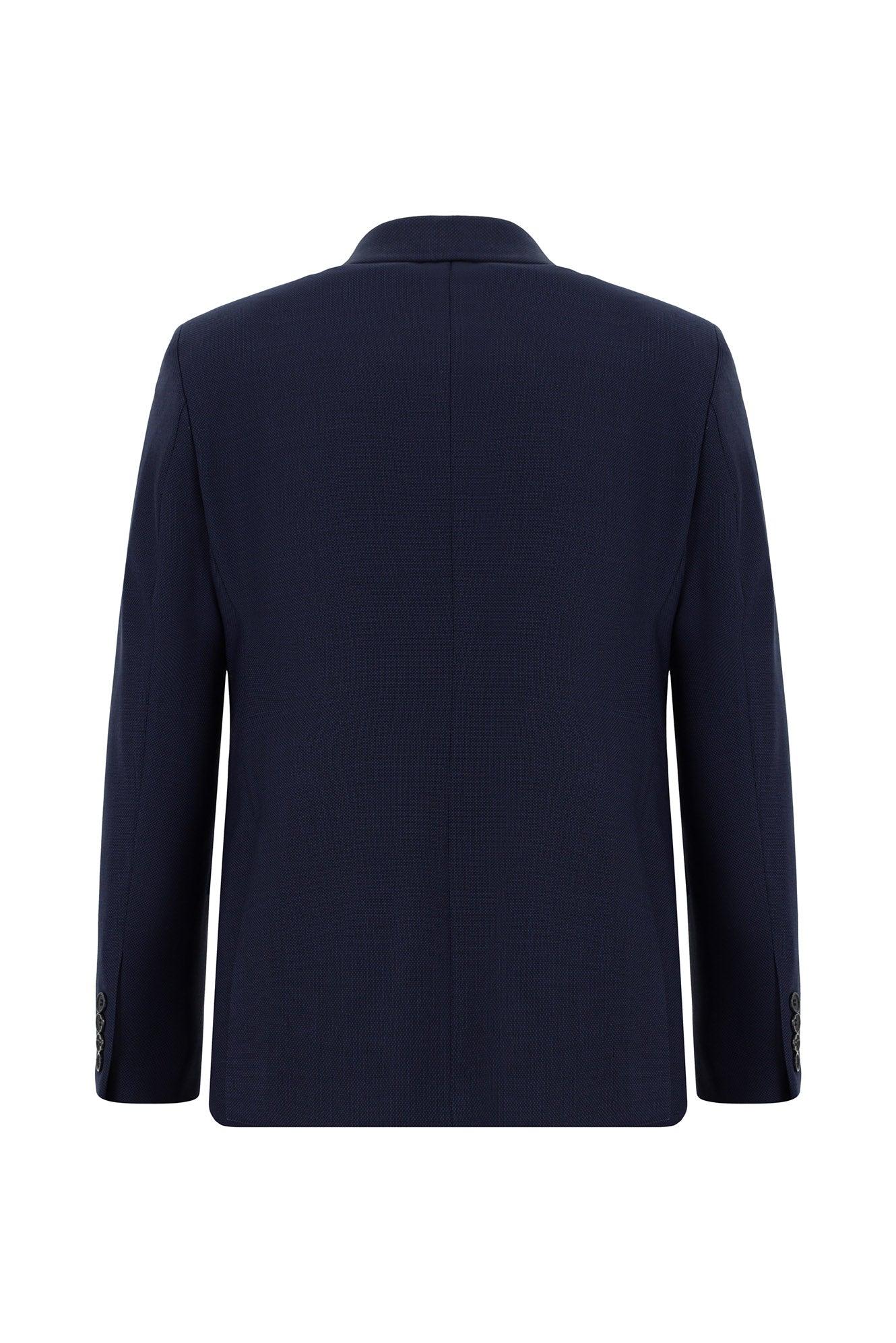 Koyu Lacivert Slim Fit Dar Kesim Yünlü Kruvaze Takım Elbise