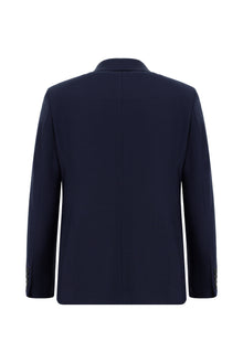 Koyu Lacivert Slim Fit Dar Kesim Yünlü Kruvaze Takım Elbise