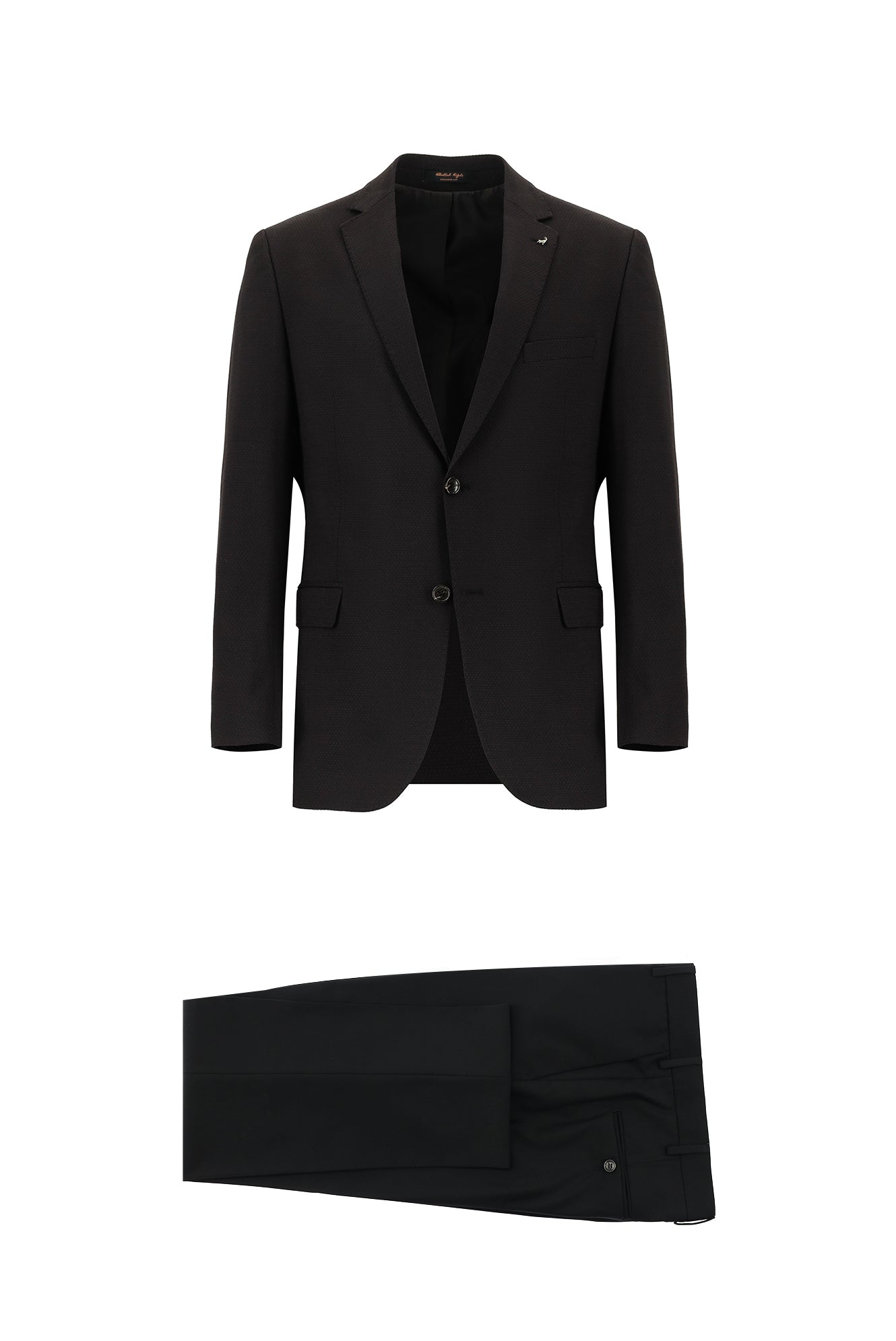 Koyu Kahve Relaxed Fit Rahat Kesim Yünlü Desenli Kombinli Takım Elbise