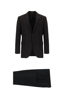 Koyu Kahve Relaxed Fit Rahat Kesim Yünlü Desenli Kombinli Takım Elbise