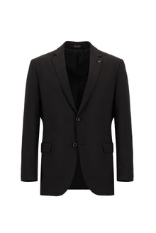 Koyu Kahve Relaxed Fit Rahat Kesim Yünlü Desenli Kombinli Takım Elbise