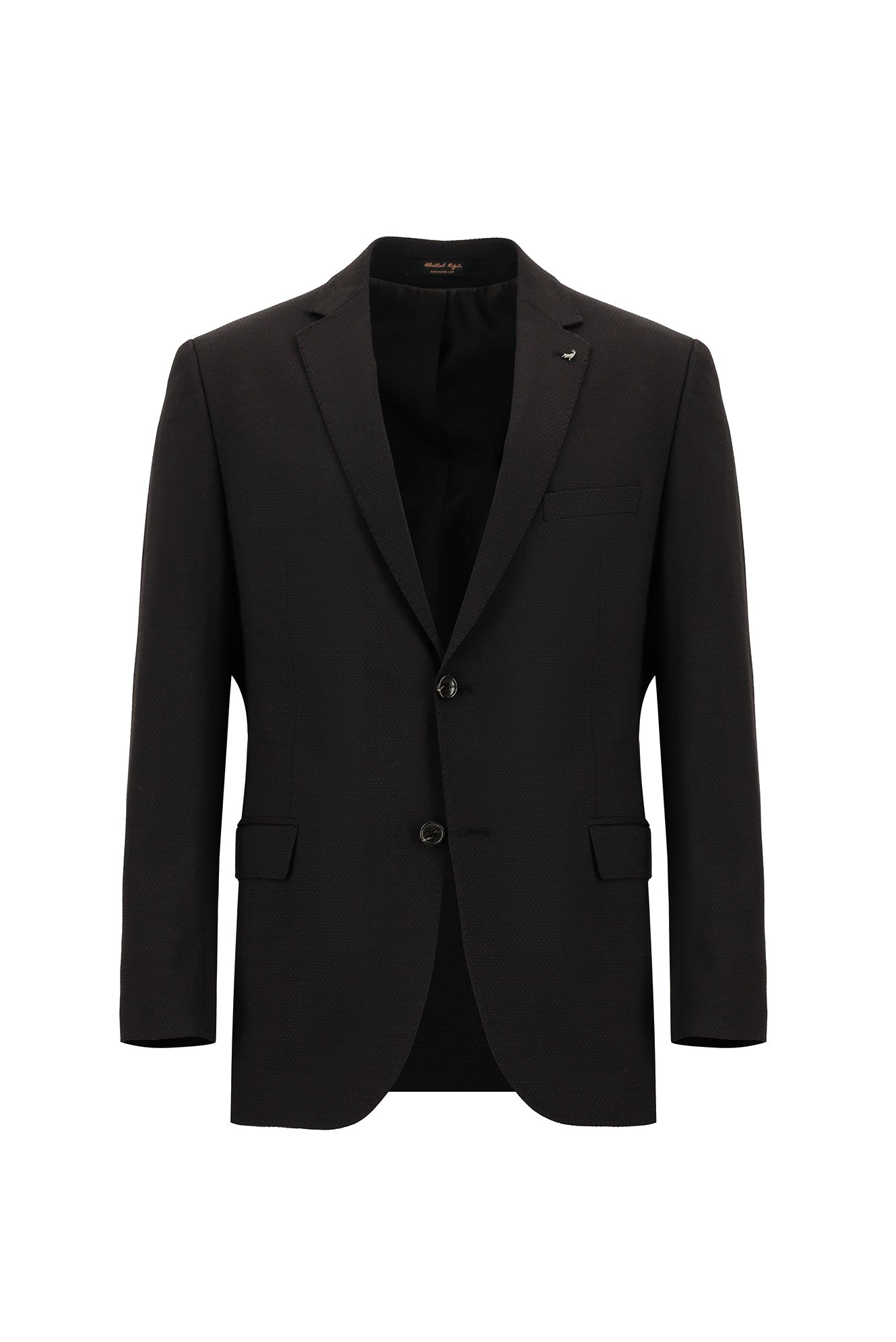 Koyu Kahve Regular Fit Yünlü Desenli Kombinli Takım Elbise