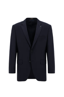 Koyu Lacivert Regular Fit Yünlü Desenli Kombinli Takım Elbise