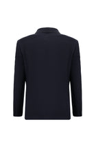 Koyu Lacivert Regular Fit Yünlü Desenli Kombinli Takım Elbise