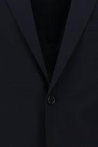 Koyu Lacivert Relaxed Fit Rahat Kesim Yünlü Desenli Kombinli Takım Elbise