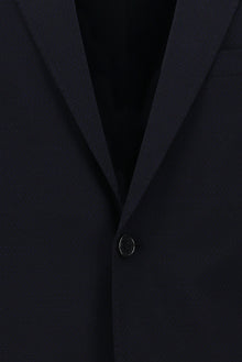 Koyu Lacivert Relaxed Fit Rahat Kesim Yünlü Desenli Kombinli Takım Elbise