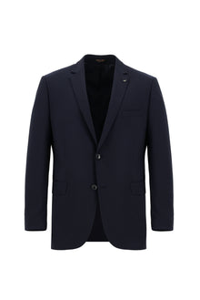 Koyu Lacivert 4 Drop Relaxed Fit Rahat Kesim Yünlü Desenli Kombinli Tak?m Elbise-Abdullah Ki??l?