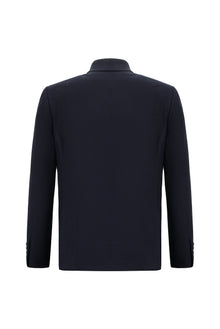 Koyu Lacivert 4 Drop Relaxed Fit Rahat Kesim Yünlü Desenli Kombinli Tak?m Elbise-Abdullah Ki??l?