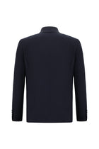 Koyu Lacivert Relaxed Fit Rahat Kesim Yünlü Desenli Kombinli Takım Elbise