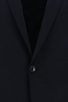 Koyu Lacivert Relaxed Fit Rahat Kesim Yünlü Desenli Kombinli Takım Elbise