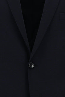 Koyu Lacivert Relaxed Fit Rahat Kesim Yünlü Desenli Kombinli Takım Elbise