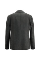 Orta Füme 7 Drop Slim Fit Dar Kesim Kruvaze Çizgili Yün Tak?m Elbise-Abdullah Ki??l?
