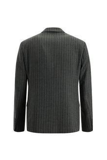 Orta Füme 7 Drop Slim Fit Dar Kesim Kruvaze Çizgili Yün Tak?m Elbise-Abdullah Ki??l?