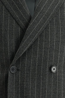Orta Füme 7 Drop Slim Fit Dar Kesim Kruvaze Çizgili Yün Tak?m Elbise-Abdullah Ki??l?