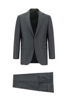 Koyu Füme Regular Fit İtalyan Çizgili Yün Takım Elbise