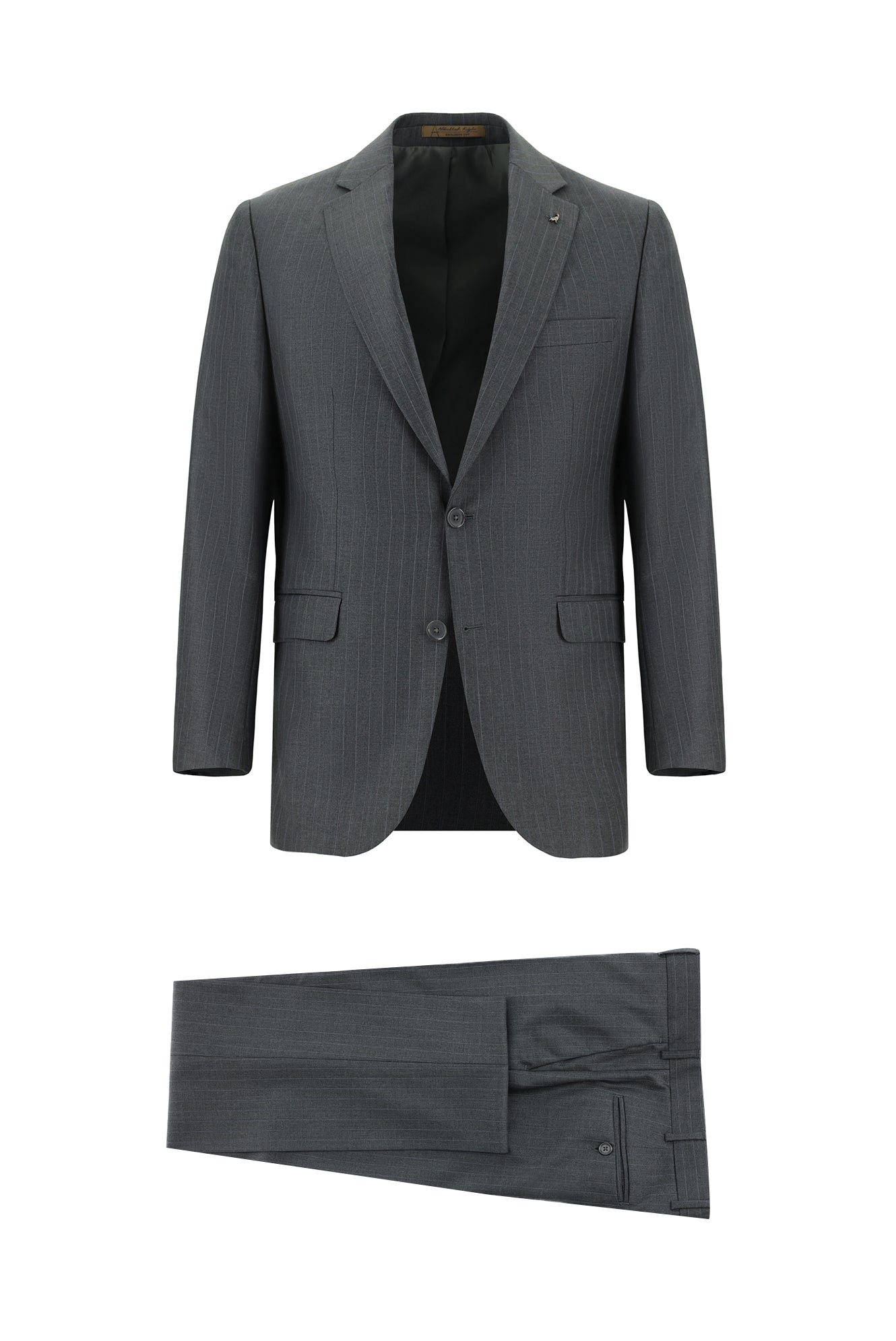 Koyu Füme İtalyan Çizgili Yün Takım Elbise