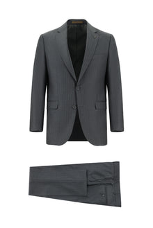 Koyu Füme 4 Drop Relaxed Fit Rahat Kesim Çizgili ?talyan Yün Tak?m Elbise-Abdullah Ki??l?