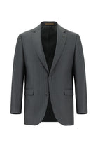 Koyu Füme Regular Fit İtalyan Çizgili Yün Takım Elbise