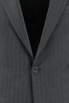 Koyu Füme Regular Fit İtalyan Çizgili Yün Takım Elbise