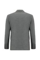 Orta Füme Regular Fit Çizgili Yün Kruvaze Takım Elbise