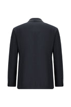 Koyu Lacivert Slim Fit Dar Kesim Çizgili Yün Kruvaze Takım Elbise