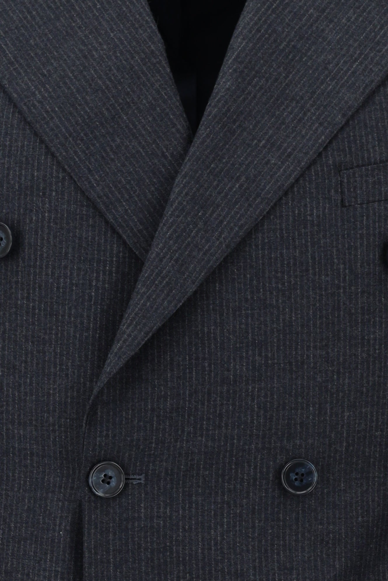 Koyu Lacivert Regular Fit Çizgili Yün Kruvaze Takım Elbise