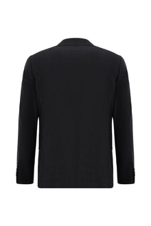 Siyah Lacivert 6 Drop Regular Fit Standart Kesim Çizgili Yün Kruvaze Tak?m Elbise-Abdullah Ki??l?