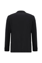 Siyah Lacivert Regular Fit Çizgili Yün Kruvaze Takım Elbise