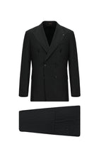 Koyu Antrasit 7 Drop Slim Fit Dar Kesim Çizgili Yün Kruvaze Tak?m Elbise-Abdullah Ki??l?