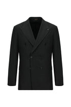 Koyu Antrasit Slim Fit Dar Kesim Çizgili Yün Kruvaze Takım Elbise