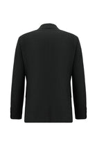 Koyu Antrasit Slim Fit Dar Kesim Çizgili Yün Kruvaze Takım Elbise