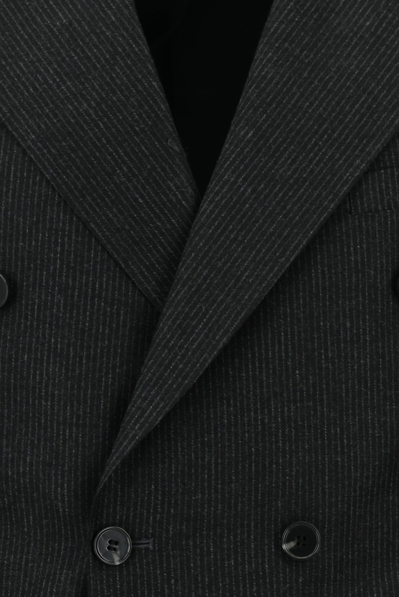 Koyu Antrasit Slim Fit Dar Kesim Çizgili Yün Kruvaze Takım Elbise