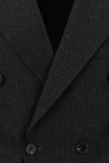 Koyu Antrasit 7 Drop Slim Fit Dar Kesim Çizgili Yün Kruvaze Tak?m Elbise-Abdullah Ki??l?
