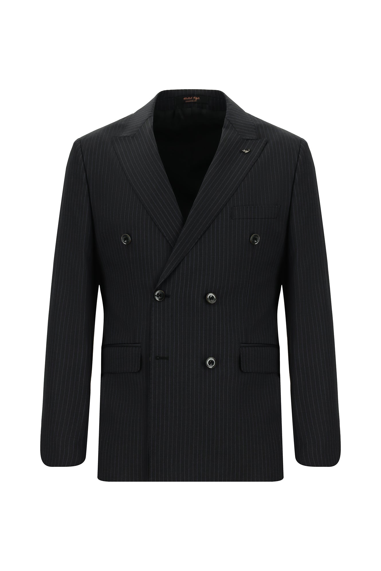 Koyu Antrasit Slim Fit Dar Kesim Çizgili Kaşmirli Kruvaze Takım Elbise
