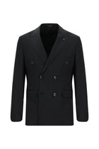 Koyu Antrasit Slim Fit Dar Kesim Çizgili Kaşmirli Kruvaze Takım Elbise
