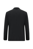 Koyu Antrasit Slim Fit Dar Kesim Çizgili Kaşmirli Kruvaze Takım Elbise
