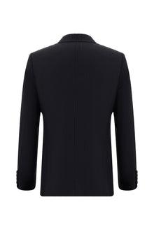 Koyu Lacivert 6 Drop Regular Fit Standart Kesim Çizgili Ka?mirli ?pek Kar???ml? Tak?m Elbise-Abdullah Ki??l?