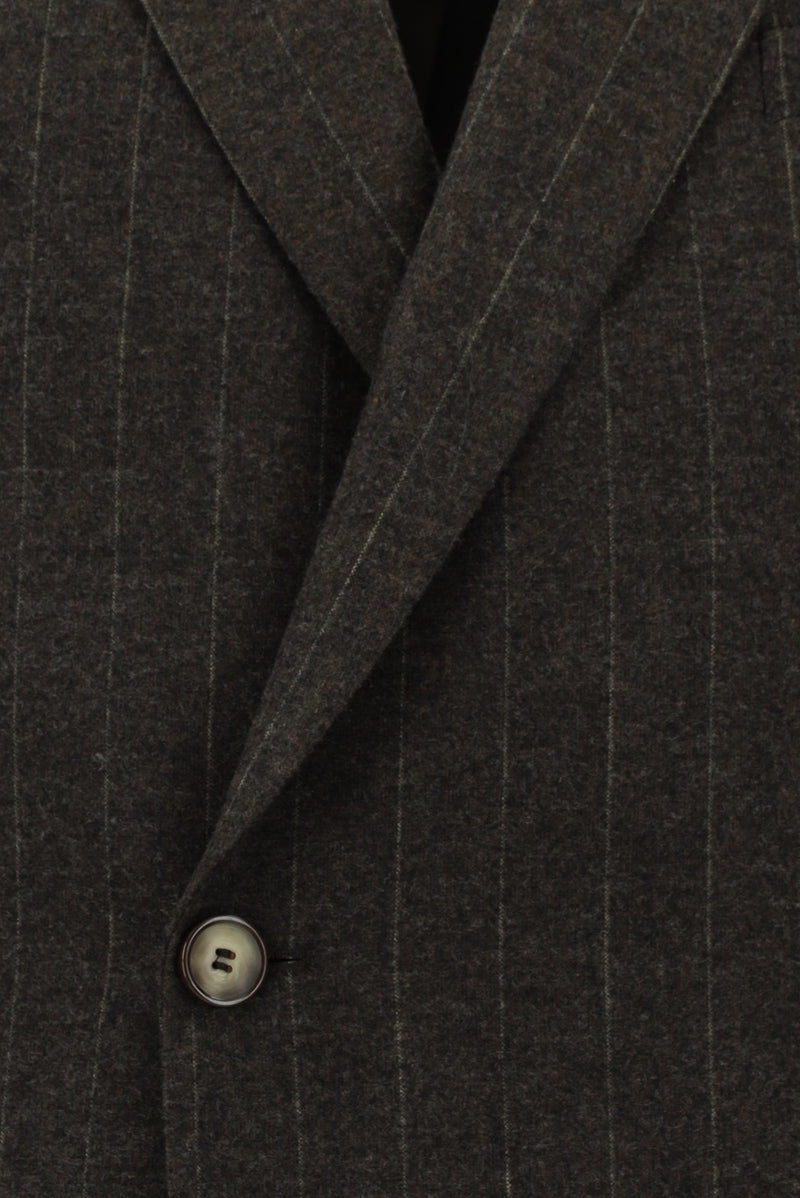 Acı Kahve 6 Drop Regular Fit Standart Kesim Yünlü Çizgili Kruvaze Kombinli Takım Elbise