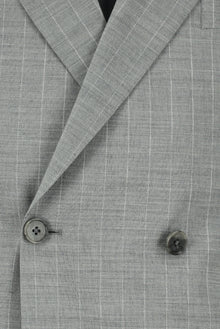 Orta Gri 7 Drop Super Slim Fit Eksra Dar Kesim Keten Çizgili Kruvaze Tak?m Elbise-Abdullah Ki??l?