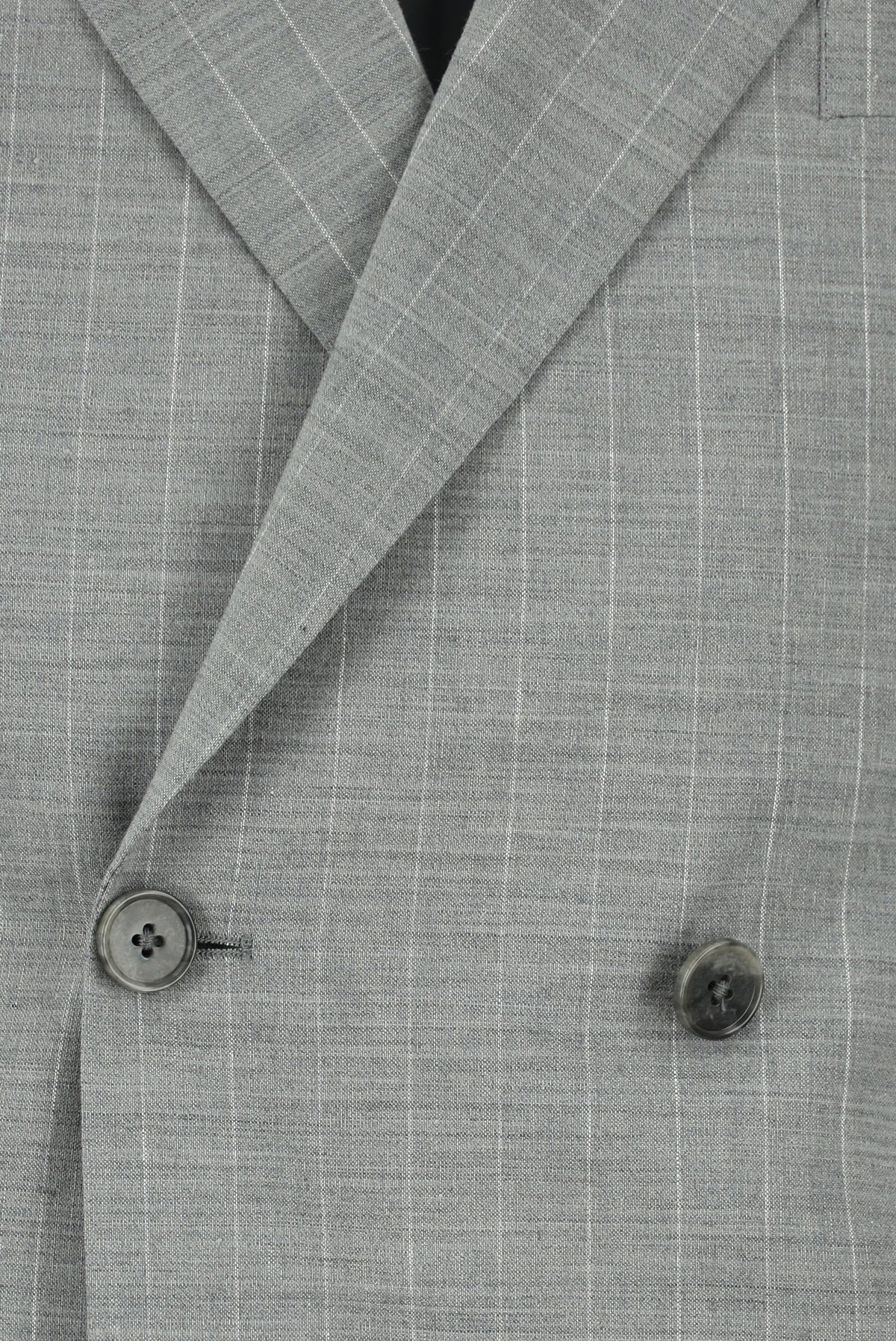 Orta Gri 7 Drop Slim Fit Dar Kesim Keten Çizgili Kruvaze Takım Elbise