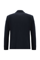 Koyu Lacivert Slim Fit Dar Kesim Yünlü Çizgili Takım Elbise