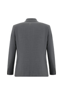 Orta Füme 7 Drop Slim Fit Dar Kesim Yünlü Kruvaze Çizgili Tak?m Elbise-Abdullah Ki??l?